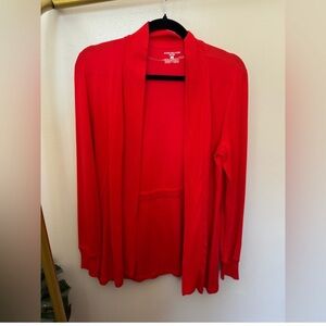 Jones New York Red Cardigan Sweater Lightweight Knit